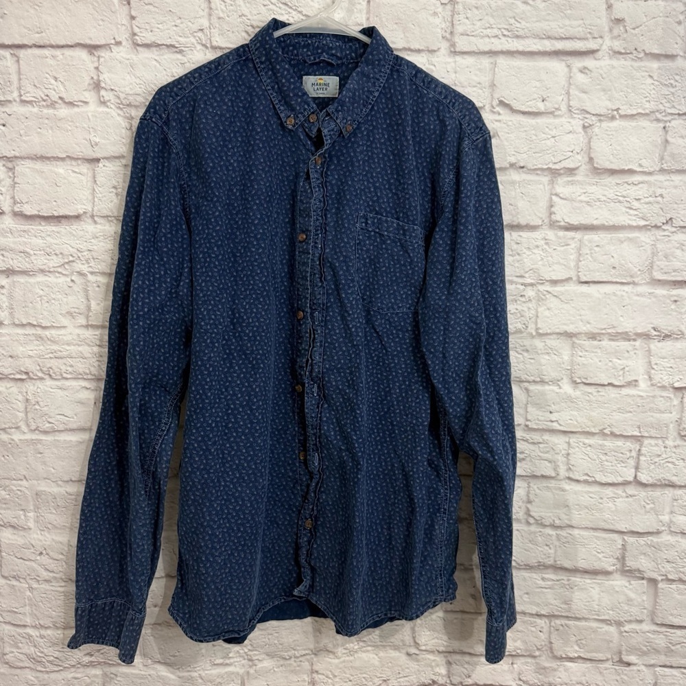 Marine Layer Washington Button down shirt men’s XL indigo dyed